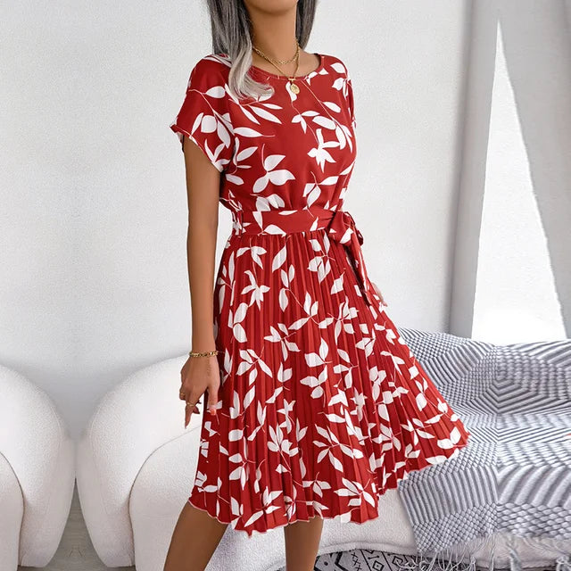 Anabelle™ - Floral Pleated Midi Dress