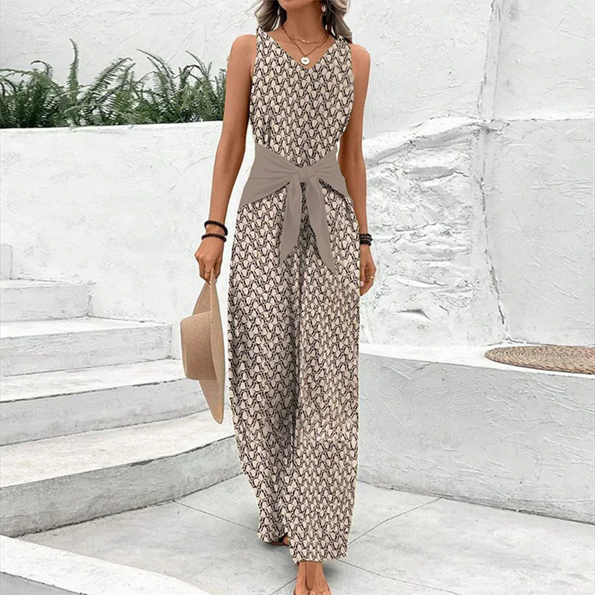 Elise | Round Neck Sleeveless Jumpsuit